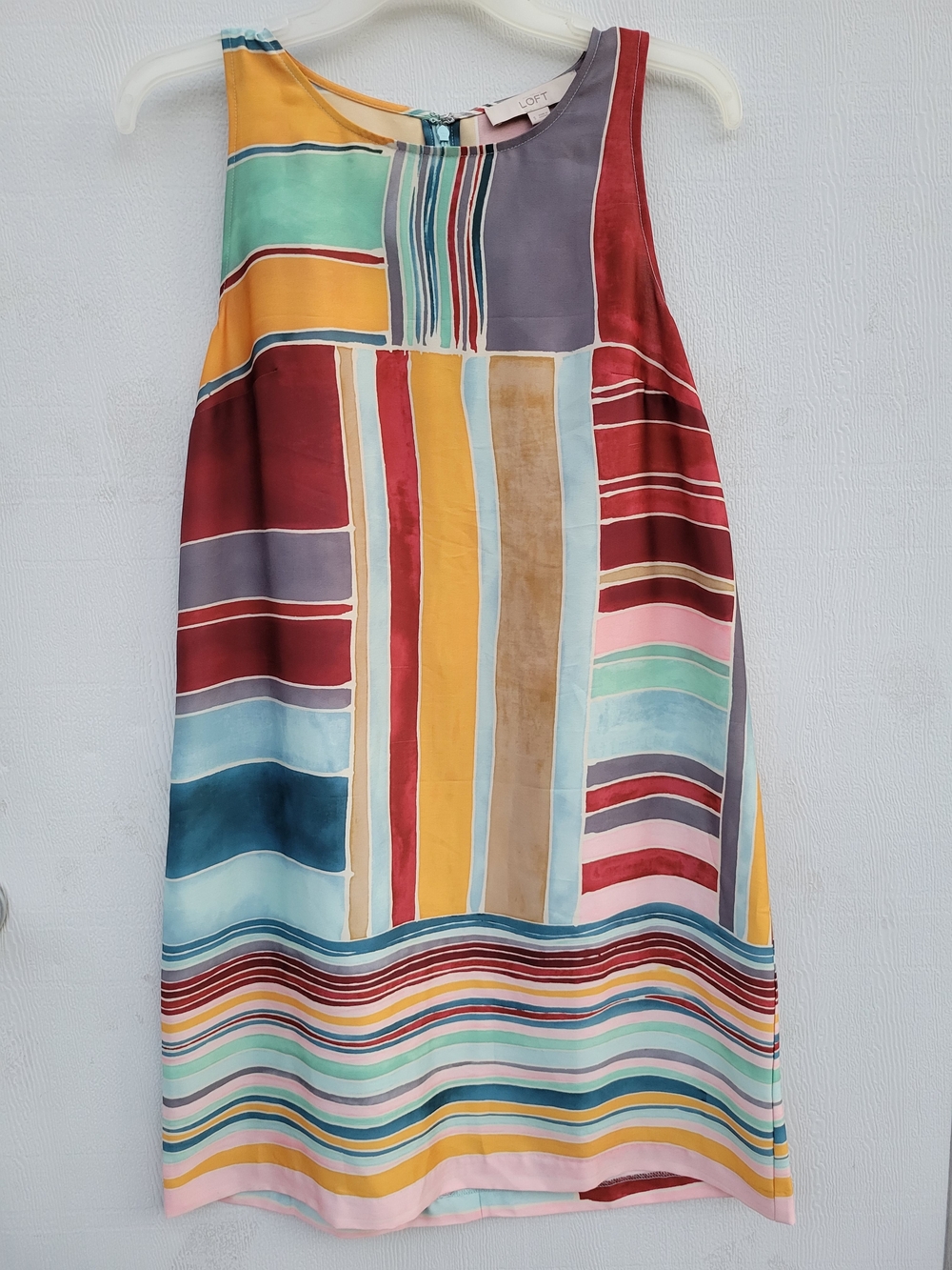 LOFT Multicolor Stripe Sleeveless Shift Dress
